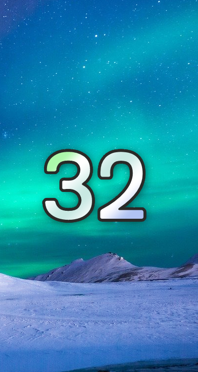 シウマの数字待ち受け「32」の無料壁紙・画面（オーロラ） LIFETIME FUN