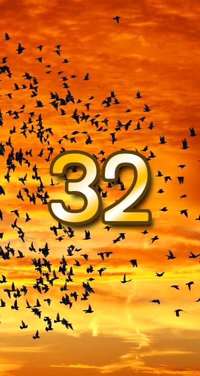 シウマの数字待ち受け「32」の無料壁紙・画面（鳥の群れ） LIFETIME FUN