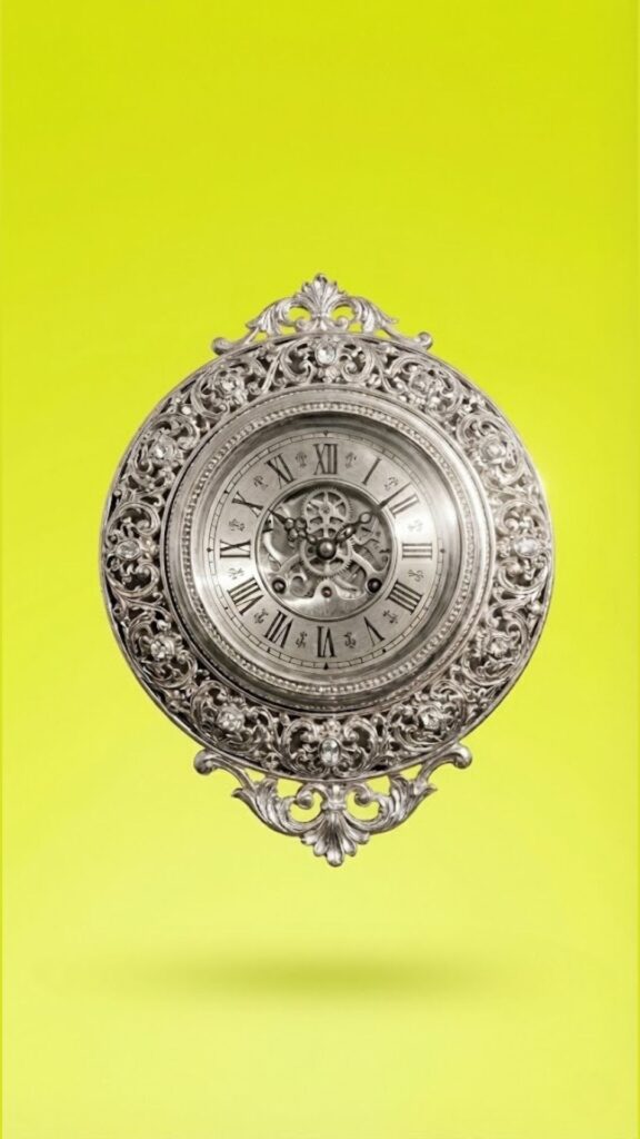 silver-clock-lucky-color-yellow-green